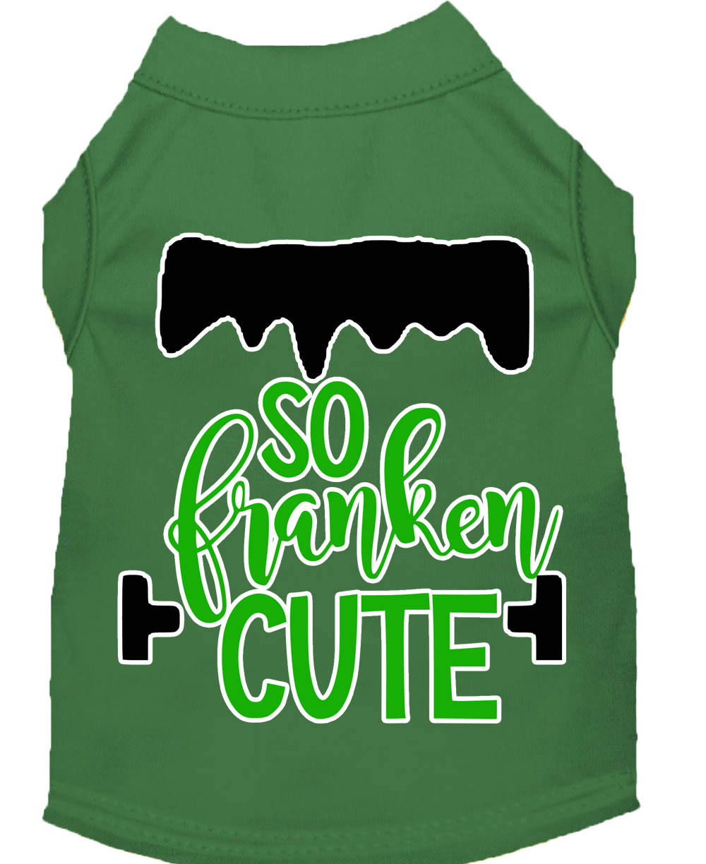 So Franken Cute Screen Print Dog Shirt Green XL
